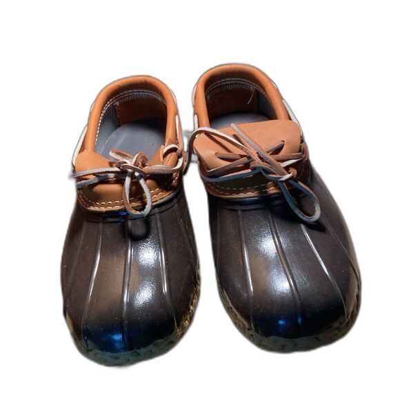 LL Bean Men's Bean Boots, Rubber Mocs Low Brown/Tan NIB Moccasin Duck Shoe 9M - Picture 1 of 7